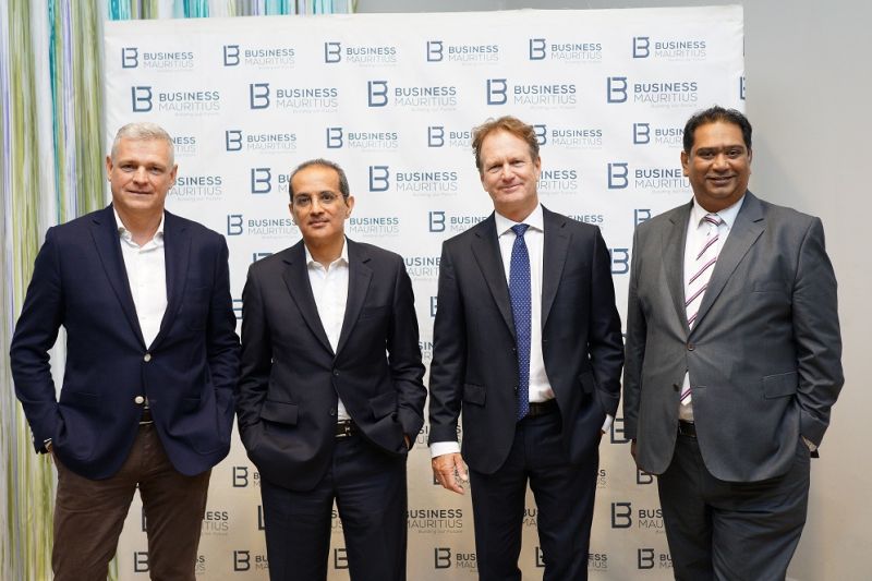 Anil C. Currimjee with fellow business leaders at a Business Mauritius event